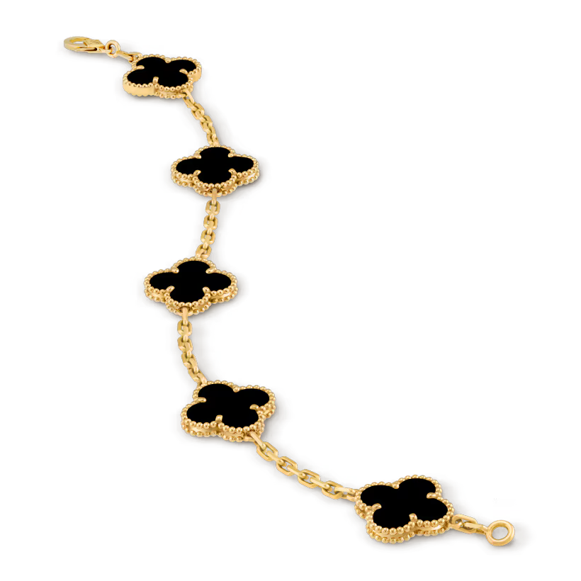 Van Cleef 4 Leaf Clover Bracelet Black and Gold