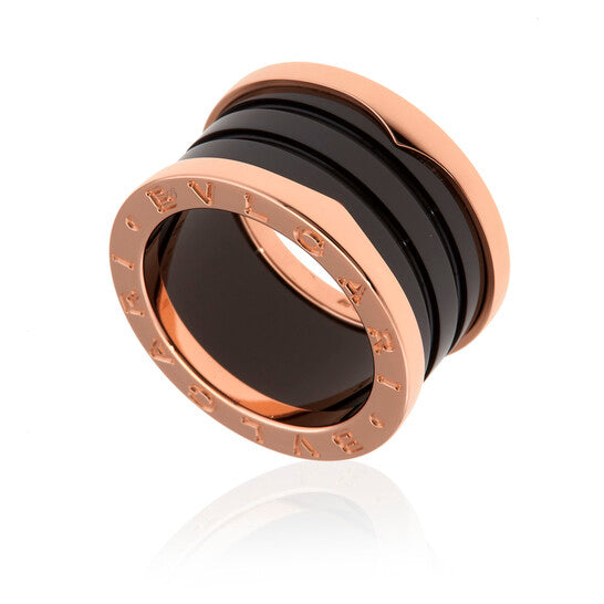 Bvlgari  B.Zero1 4-Band 18 kt Rose Gold and Black Ceramic Ring