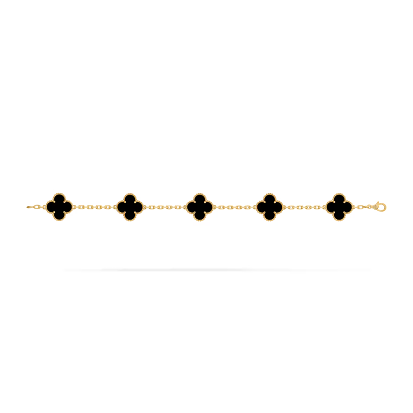 Van Cleef 4 Leaf Clover Bracelet Black and Gold