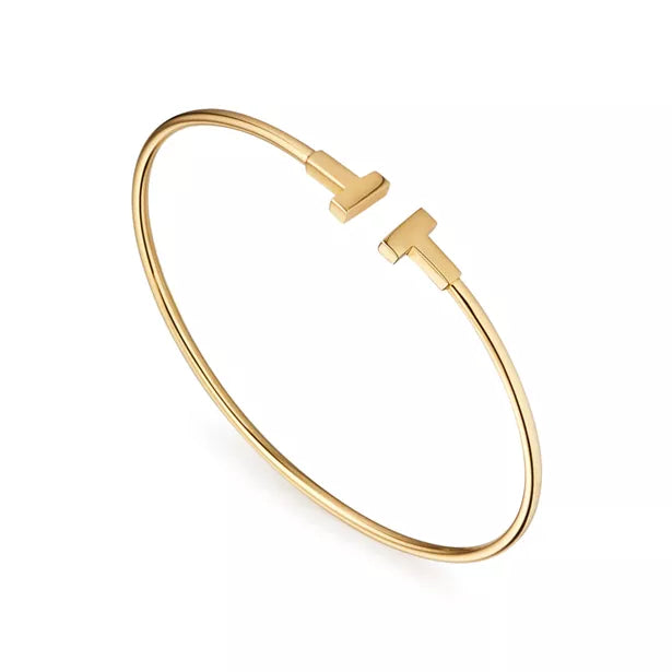Tiffany T Narrow Wire Bracelet in Yellow Gold