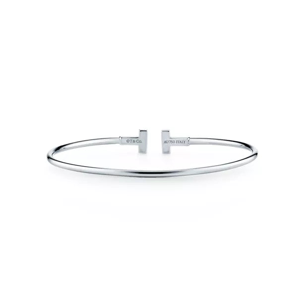 Tiffany T Narrow Wire Bracelet in White Gold
