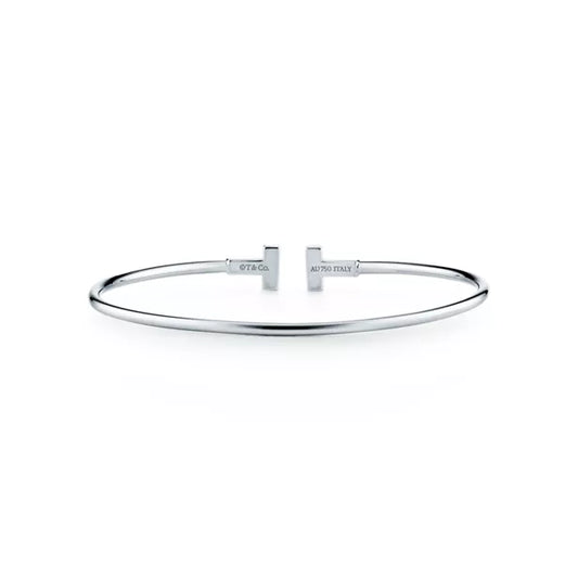 Tiffany T Narrow Wire Bracelet in White Gold