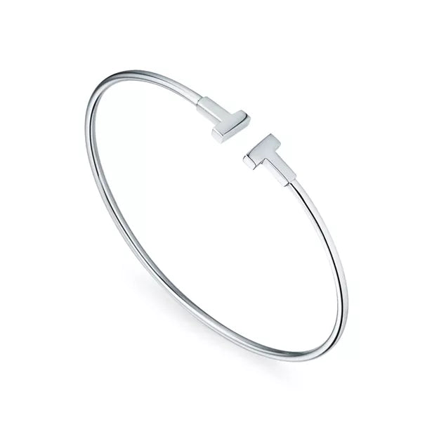 Tiffany T Narrow Wire Bracelet in White Gold